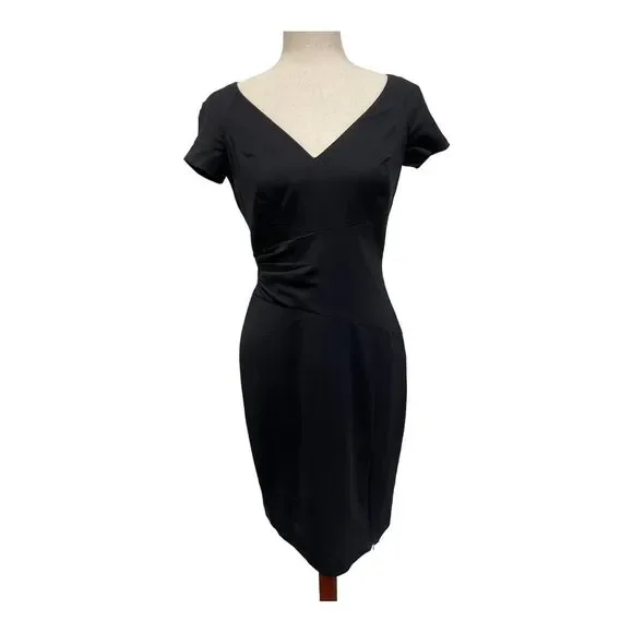 Rachel Zoe $395 Wool Blend V-Neck Side Slit Black Dress Sz:10 NWT